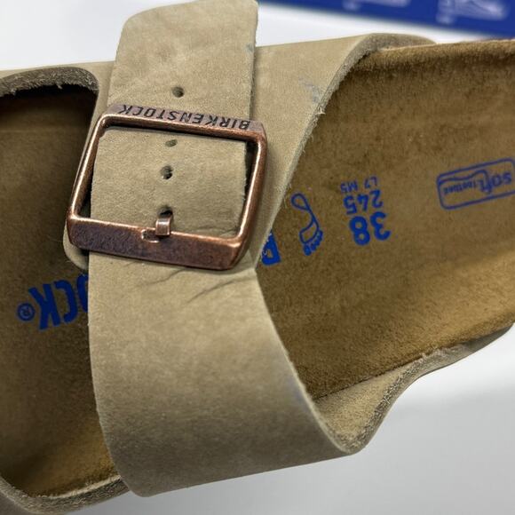 NIB • Birkenstock Arizona Soft Footbed Waxy Leather Size: 38 L7/M5- Normal Width - Picture 6 of 8
